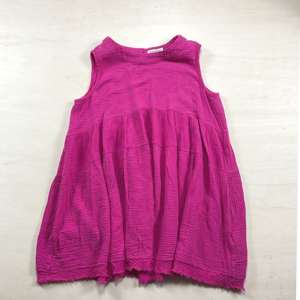 Newbury Kustom Magenta Pink Cotton Gauze Tiered Babydoll dress Med